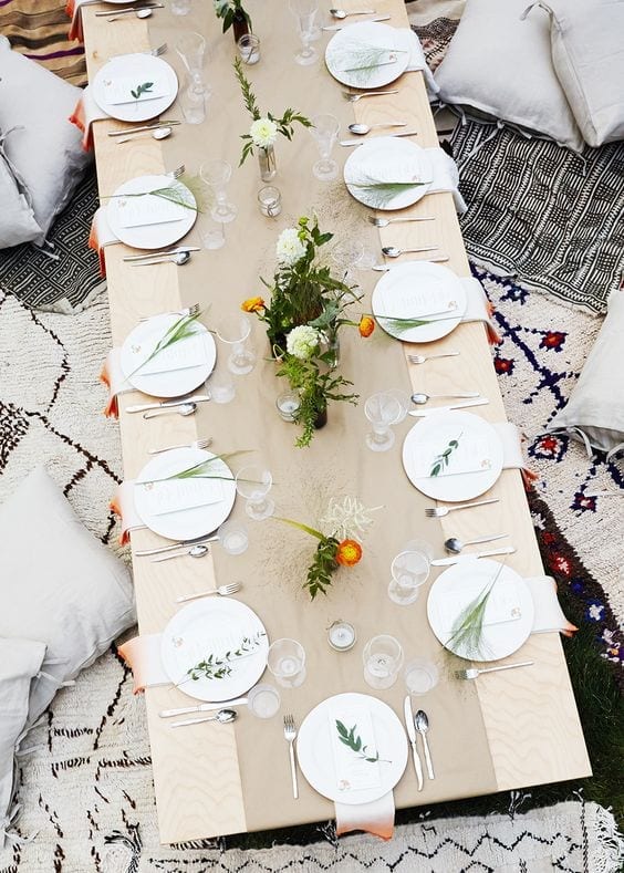 Outdoor Dining Table with Place Settings