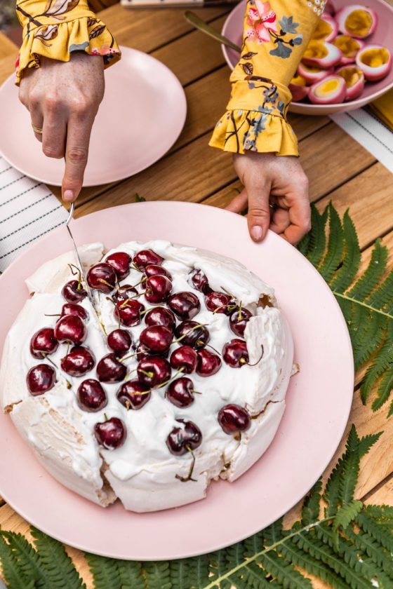 In the Kitchen: Summer Fruit Pavlova Topped with Cream