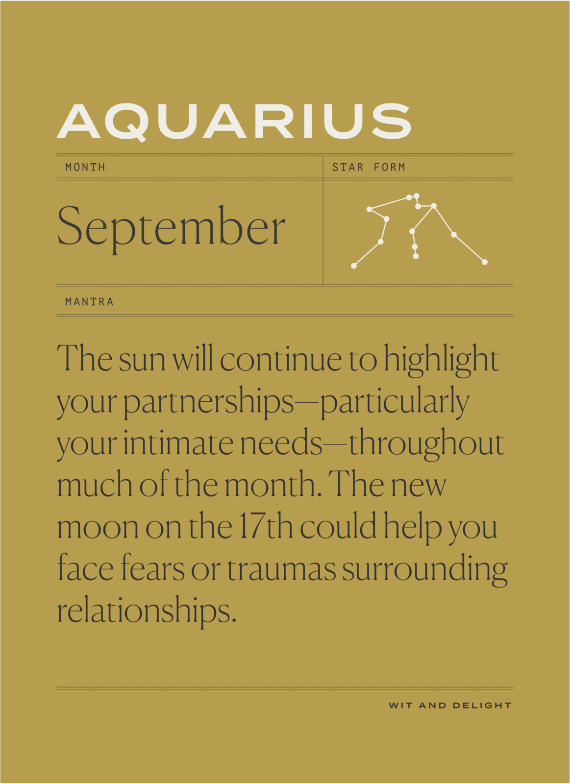 Aquarius September 2020 Horoscope | Wit & Delight