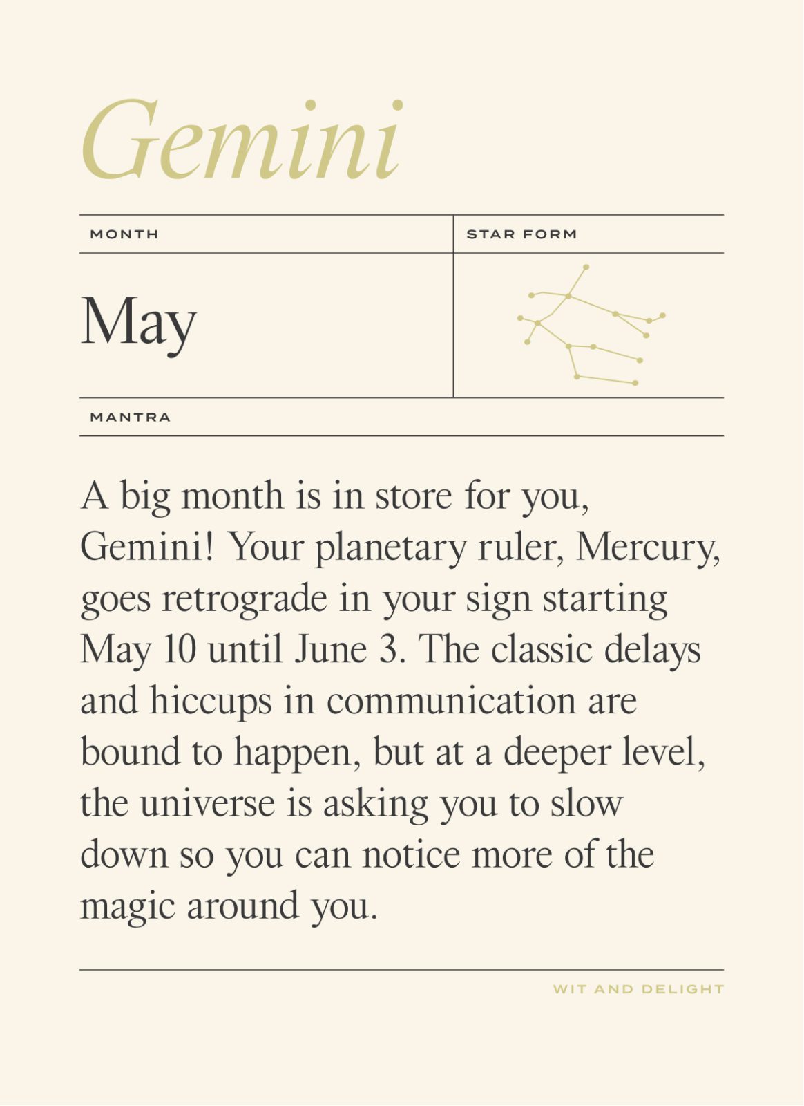 May Horoscope: Gemini | Wit & Delight