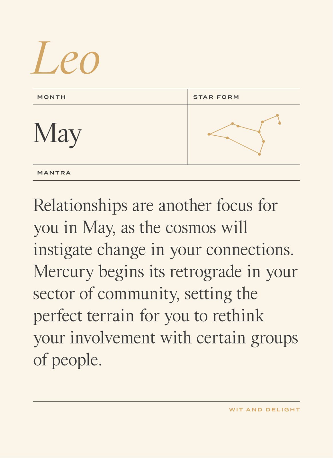 May Horoscope: Leo | Wit & Delight