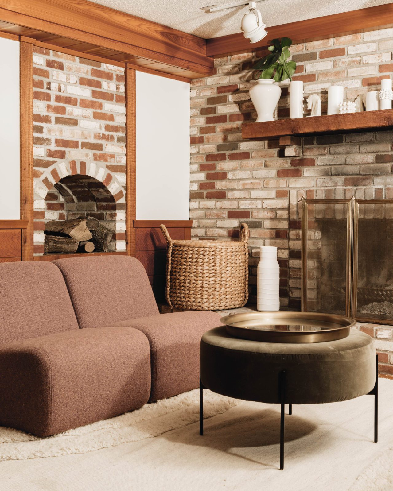 The Brick Finish I Chose for Our Basement Fireplace | Wit & Delight