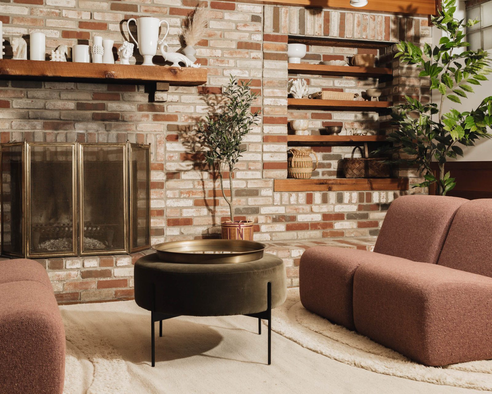 The Brick Finish I Chose for Our Basement Fireplace | Wit & Delight