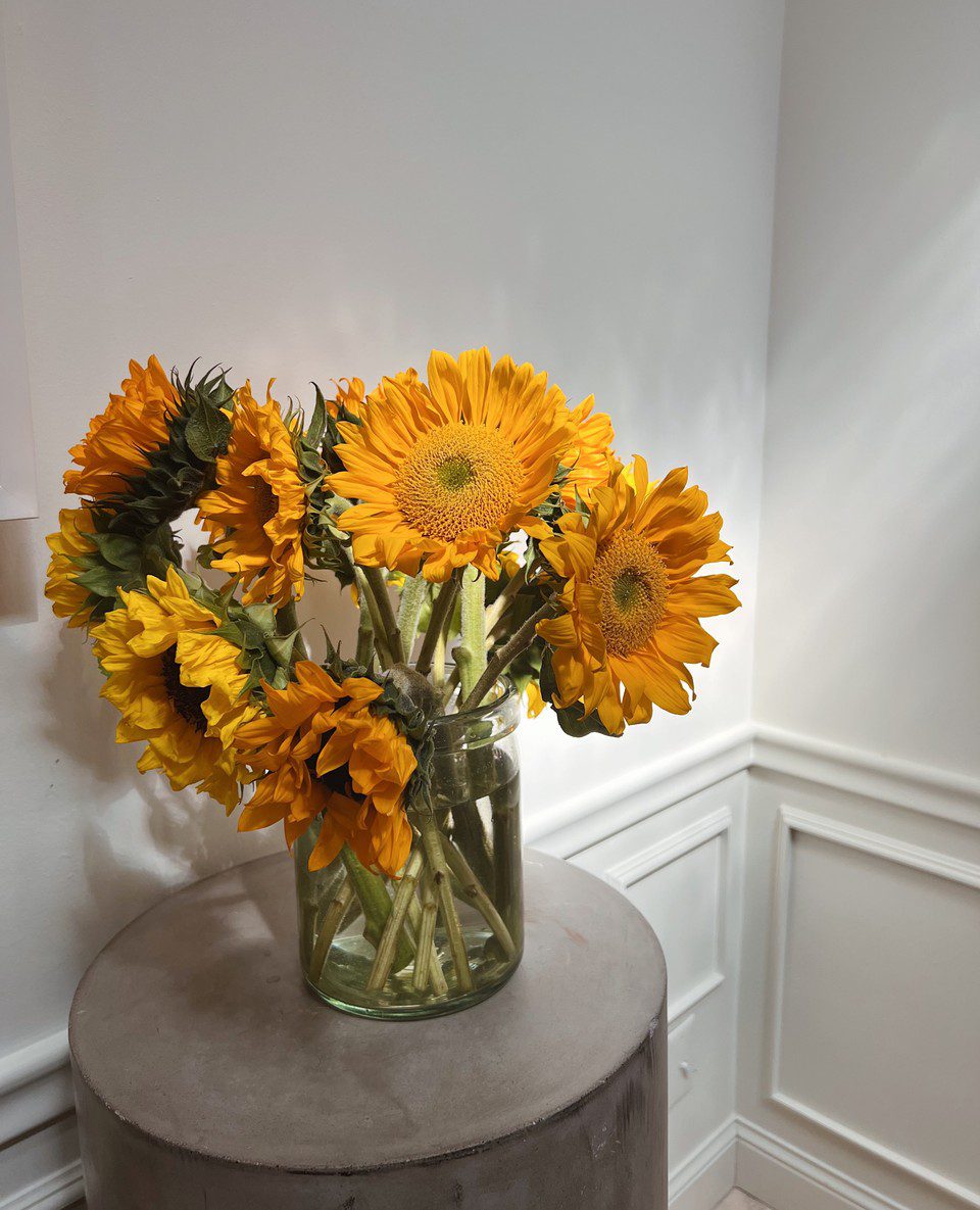 April 2023 Month in Review: Sunflowers in a Clear Vase