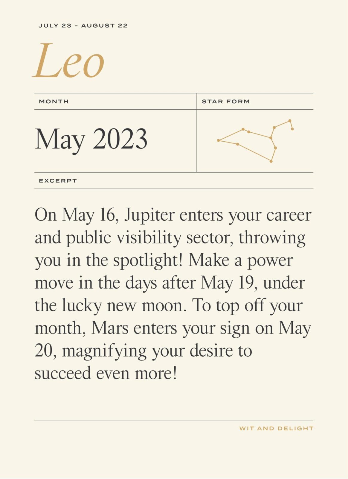 Leo May Horoscope 2023 | Wit & Delight