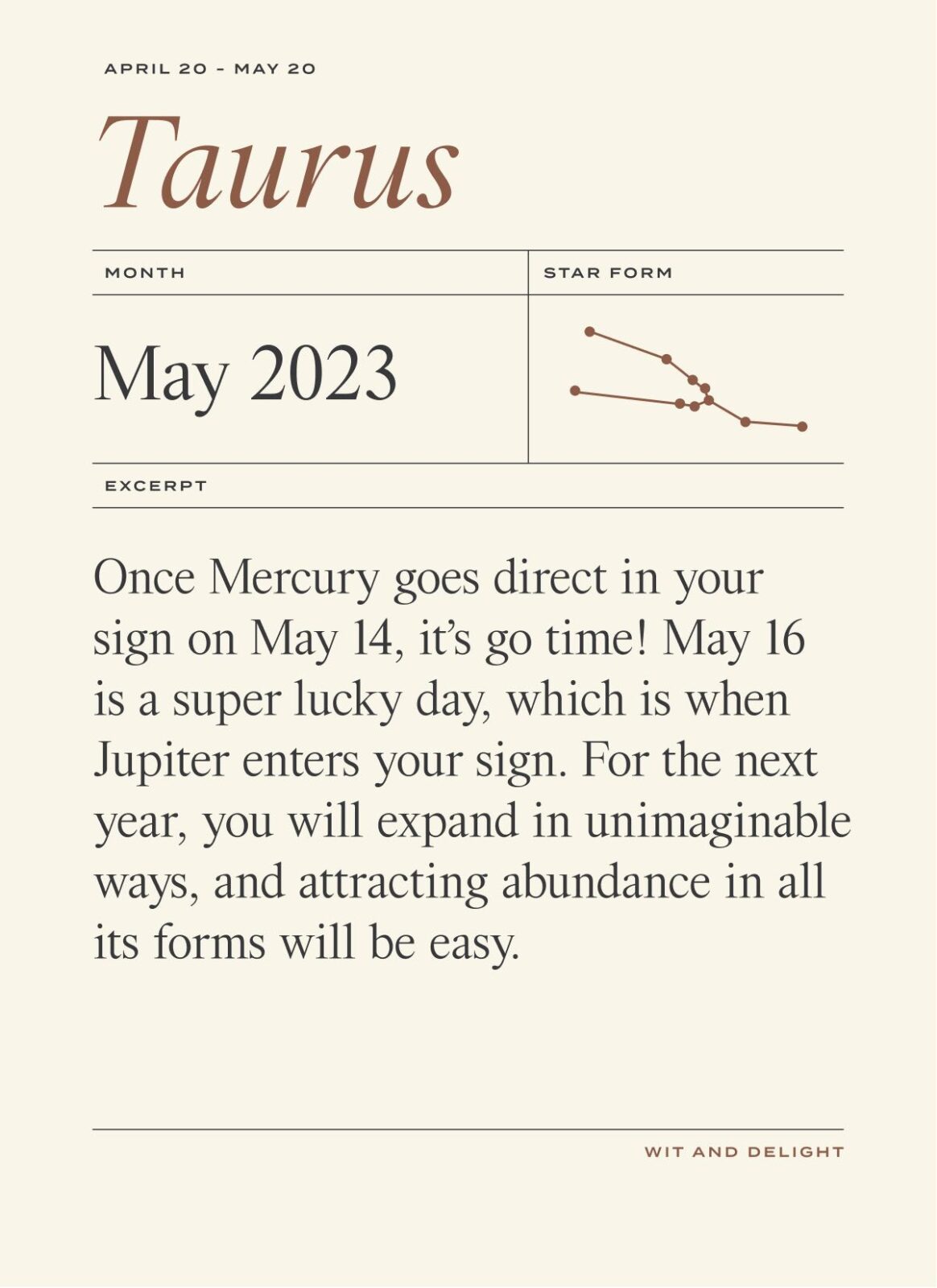 Taurus May Horoscope 2023 | Wit & Delight