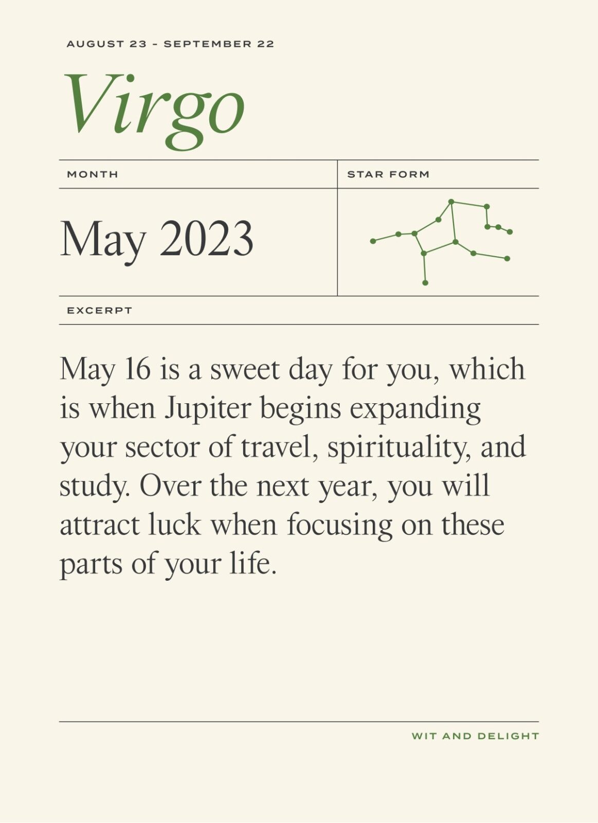 Virgo May Horoscope 2023 | Wit & Delight