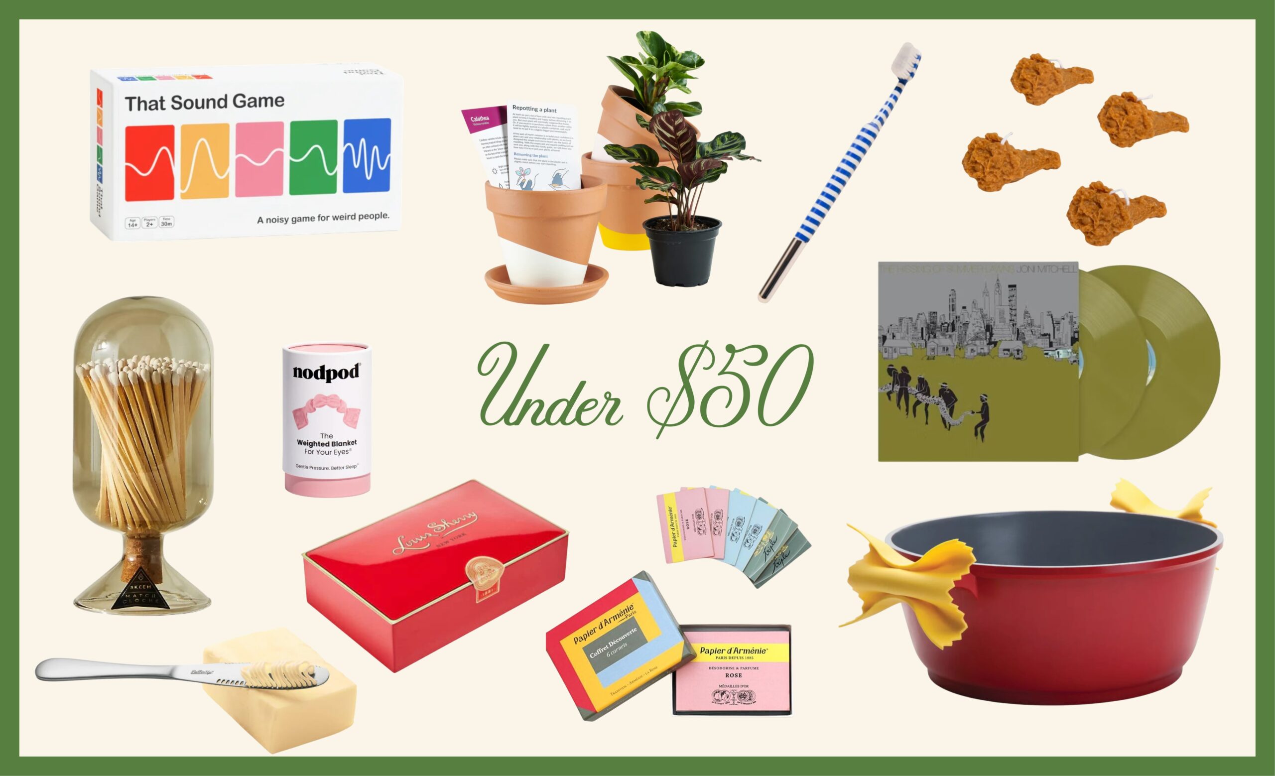A mix of holiday gift ideas under $50