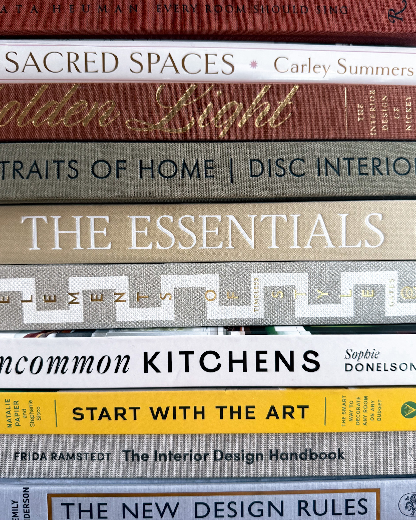 A stack of the Best Interior Design Books