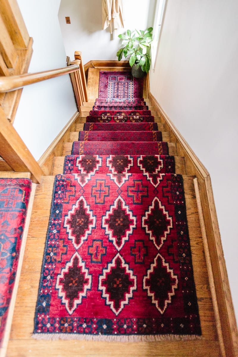 photo of using rug runners for stair risers